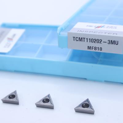 China Klasse MF810 Zilvercarbide draaiend insert TCMT09 TCMT11 TCMT16 Positief CNC-insert met 3MU half afgewerkte chipbreaker Te koop