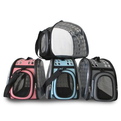 China Viable Transparent Foldable Pet Flight Case Breathable Pet Cages Carriers For Pet Cats And Dogs Outdoor Backpack for sale