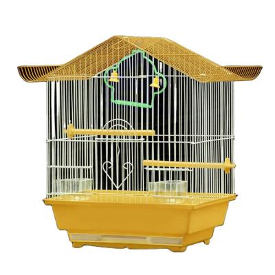 China Viable Color Cold Draw Painted Cage Cold Draw Painted Wholesale Welded Pet Export Parrot Canary Yellow Bird Cage for sale