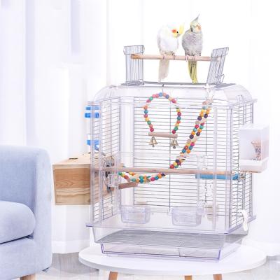 China Large Space Acrylic Panorama Viable Transparent Parakeet Cage Large Landscape Parrot Bird Cage for sale