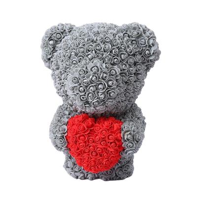 China New Natural Touch Rose Bear Valentine's Day Gift 25cm 60cm Rose Pe Standing Teddy Bear 40cm Romantic for sale