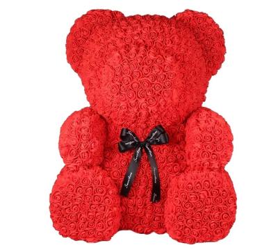 China Natural Touch Hot Selling Pe Foam Rose Bear Giant 70cm Rose Bear For Mother's Day Gift for sale