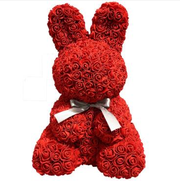 China New 40cm Factory Price 2022 Touch Artificial Flower Foam Rabbit Natural Easter Gray Rose Rabbit for sale