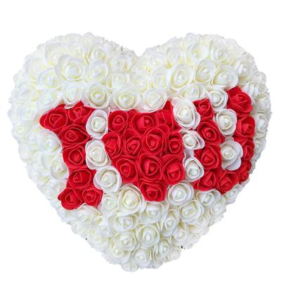 China Wholesale Natural Plant Valentine's Day Love Foam Rose Heart White Romantic Artificial Flower Heart With Box for sale