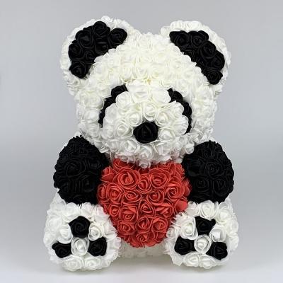 China New Natural Touch Christmas Gift Faux PE Foam Rose Panda Toy Rose Panda For Birthday Gift for sale