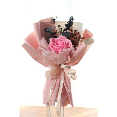 China Wholesale Dry Immortal Rose Bouquet Fragrance Flower Gift Bouquet Girlfriend Birthday Gift Wrapping for sale