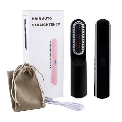 China USB Charge Mini USB2 in 1 Electric Hair Straightening Brush Hair Beard Straightener for sale