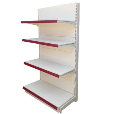 China Single Sided Multi Layers Supermarket Steel Shelf Single Sided Gondola Fixed Shelves for sale