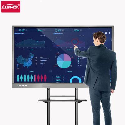 China Indoor Infrared Interactive Flat Panel Blackboard 65 75 86 98 Inch Smart Screens Led Touch Screen Office White Board for sale