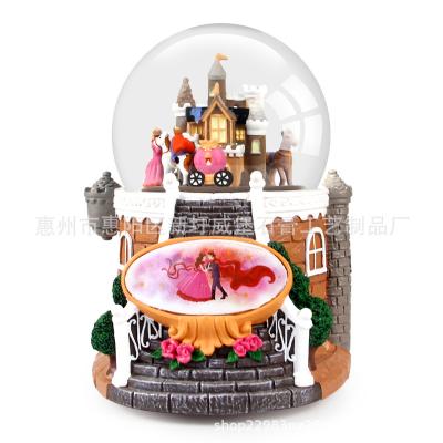 China Custom Europe Castle Music Snowball Souvenirs Ornament Snow Globes Christmas Snow Globe 100mm Luxury Snow Globe for sale