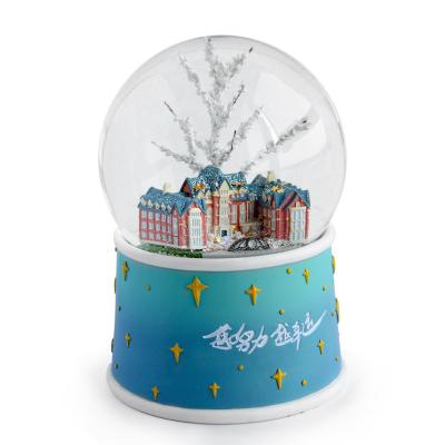 China Europe Turning Crystal Ball Snowflake Snow Globes Gift Christmas Snow Globe Souvenirs Luxury Snow Light Ornament Custom Made Snow Globe for sale