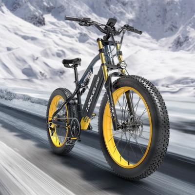 China Free Shipping LANKELEISI Aluminum Alloy RV700 1000W 26 Inch Mountain Electric Bicycle Poland 48V 16Ah MTB Tire 7 Speed ​​Fat Adults for sale