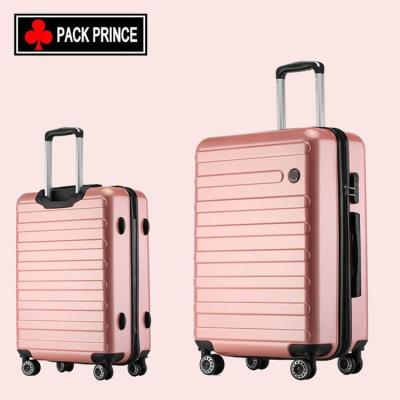 China Custom Size ABS Scratch Resistant Finish Pink Women Travel ABS PC Suitcase 16' for sale