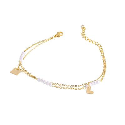 China Environmentally friendly freshwater pearl love double-layer bracelet, fashionable brand with the same design style bracelet for sale