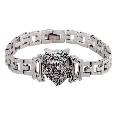 China Amazon hot selling new men's punk high quality bracelet European and American main jewelry alloy wolf soft feeling soft for sale