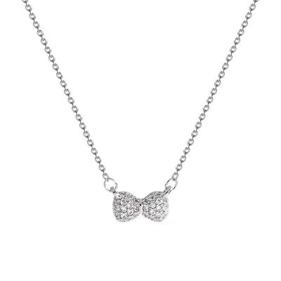 China Simple fitting comfort and ladies bowknot design niche pendant titanium steel necklace. for sale