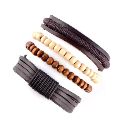 China Hot Selling Soft Feeling Amazon Hip Hop Sports Bracelet Multiple Combination Braided Leather Bracelets for sale