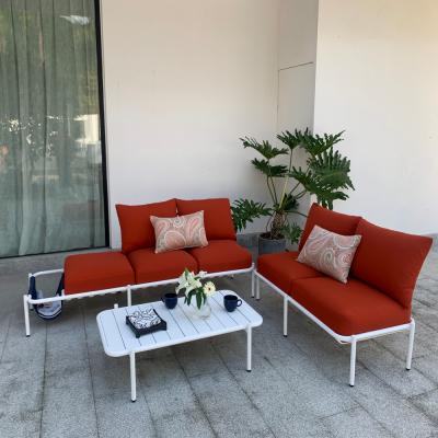 China Weather Resistant SHERMAN 3 Pieces White Luxury High Quality Aluminum Garden Sofa Set Sectionals Patio Furniture Outdoor for sale