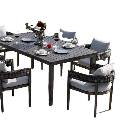 China Weather Resistant Factory Direct Sale Outdoor Dining Set Furniture 6 Seaters Dining Set Modern for sale