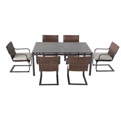 China Water Proof Factory Supply Outdoor Furniture Set Aluminum Dining Table And Chairs Rattan Dining Set For Garden for sale