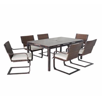 China 2021 Hot Sale Weather Resistant Contemporary Rattan Outdoor Furniture 7 Pieces Dining Set For Garden And Patio for sale