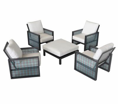 China Outdoor Waterproof Hot Selling Furniture Polyester Rope Woven Deep Conversation Seating Sofa Set For Patio And Garden for sale