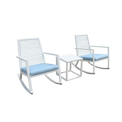 China Water Proof Outdoor Waterproof Custom Leisure Rocking Chair Metal Frame Furniture Set For Garden And Patio for sale