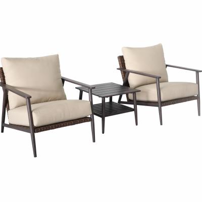 China Contemporary Garden Bistro Furniture Freestanding Sofa Rattan Wicker Combination Sofa Chairs Stool Sets With Side Table In Stock for sale