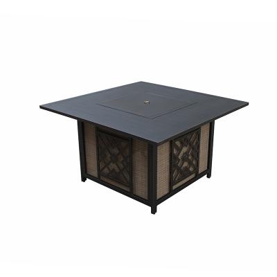 China 2021 Weather Resistant Hot Sale Metal Frame Outdoor Furniture Square Fire Pit Stove Set For Garden And Backyard for sale