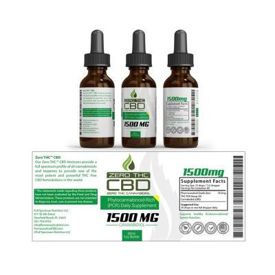 China Safety Custom Printed White CBD Oil Bottle Packaging Label Sticker for sale