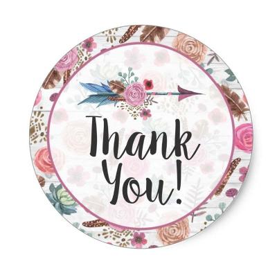 China Security hot sale boho chic thank you stickers thank you envelope wedding stickers 2 inch for sale