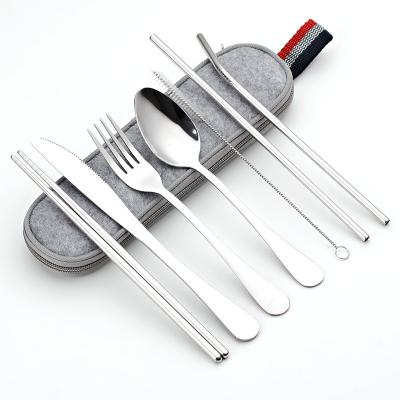 China Viable Factory Price PVD Coating Stainless Steel Cutlery Set Colored Cutlery Stainless Steel Cutlery With Straw Sets for sale