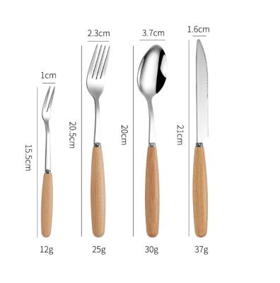 China Sustainable Wooden Cutlery Set Stainless Steel Cutlery With Storage Bag For Sale for sale