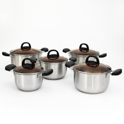 China Pot Set Sustainable Cookware Non Smoking Pot Set Pot Stainless Steel Sets With Bakelite hanld for sale