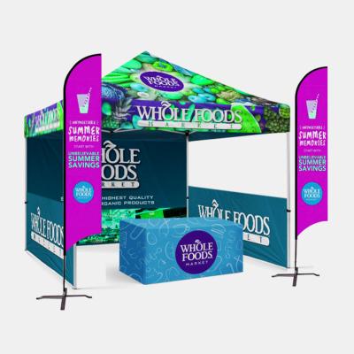 China Lightweight Custom Hexagon Logo Printed Outdoor Advertising Aluminum Noise 10x10 Waterproof Foldable Trade Show Canopy Tent For Events for sale