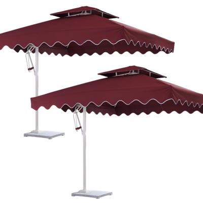 China Outdoor Garden 3m*3m Double Size Roof Modern Square Top Aluminum Golf Umbrellas for sale