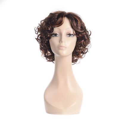 China Short Curly Mix Hair Wig Spring Curl Synthetic Wig Full Head for sale