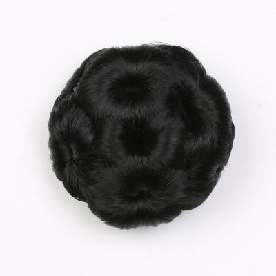 China Synthetic Clip In Hair Bun Fashion Style Flower Curly Hair Bun Extension Hair Dome Hair Bun Afro for sale