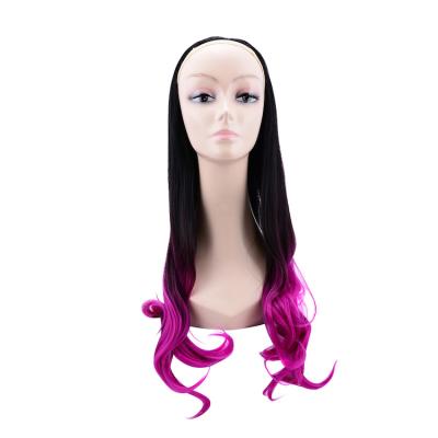 China Full Color Synthetic Regular Wave Ombre Hair Half Wig for sale