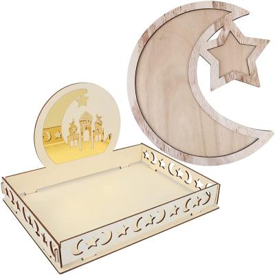 China Wooden Trays Eid Ramadan Party Dessert Cake Decorations New Nicro Eid Mubarak Theme Party Supplies Ramadan Advent Calendar Wedding DIY Ramadan HUAYI for sale