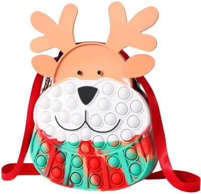 China Stirring Person Noise Bubble Toy Cross - HUAYI Body Bag Pushing Noise Bubble Stir Sensory Toy Christmas Elk Crossbody Cosmetic Shoulder Bag Pushing Noise Purse for sale