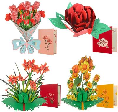 China Hot Selling Mother's Day Cards HUAYI Amazon Birthday Thank You Card Mother's Day 3D Flower Greeting Card Pop Up Mother's Day Cards for sale