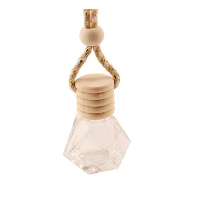 China 8ML Diamond Perfume Bottle, de Flessentegenhanger van het Autoparfum, Transparant Glas, Lege Fles met houten GLB Te koop