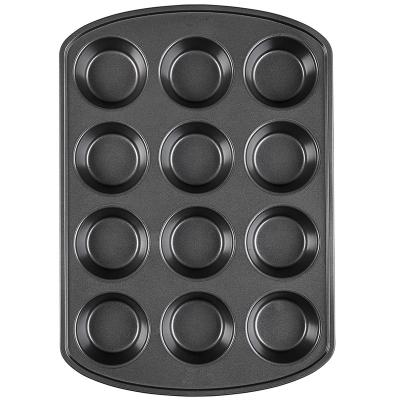 China 12 Cup Mini Roll Tray Carbon Steel Cupcake Pan Non-Stick Heat Resistant Teflon Viable Mini Roll Pan Filters Tray Mold for sale