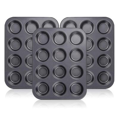 China Sustainable Hot Sale Customized Metal Non Stick Rectangular Multi Cups Muffin Tray Roll Pans Round Baking Tray for sale