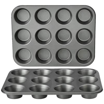 China Wholesale Custom Sustainable Metal Multi Stick 12 Cavity Muffin Baking Tray Rectangular Muffin Non Pans Cupcake Tray for sale