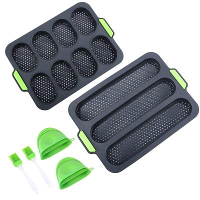 China Sustainable multifunctional metal cake loaf bakeware set tray non-stick perforated baking bread box for sale