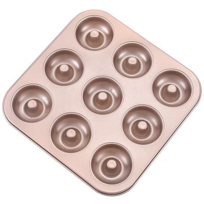 China Amazon viable hot selling bakeware set 9 cavity carbon steel cake tray donut pan baking mold for sale