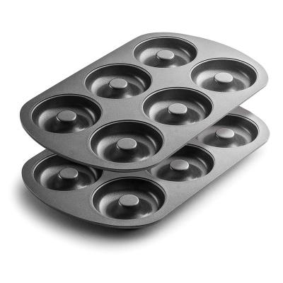 China Amazon Viable Hot Selling Bakeware Set 6 Cups Alloy Steel Cake Molds Mold Tray Nonstick Coated Donut Baking Pan for sale