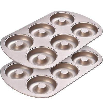 China Amazon Bakeware Set 6 Holes Cake Pan Dishes Pan Alloy Steel Donut Sustainable Hot Selling Baking Mold for sale